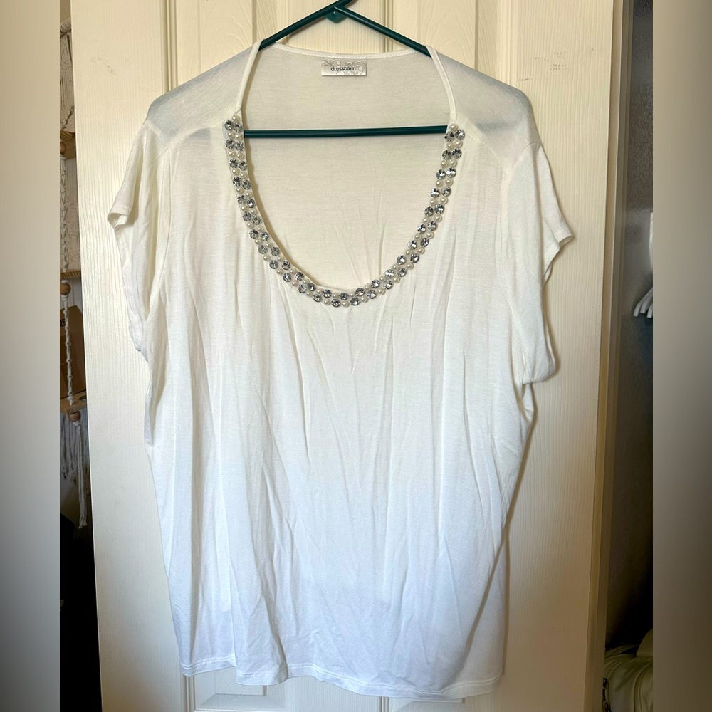 White Sparkly Jeweled Blouse by Dress Barn